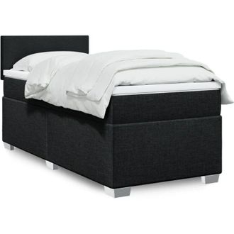 vidaXL Cama Box Spring Con Colch&oacute;n Tela Negro 80x200 Cm Vidaxl