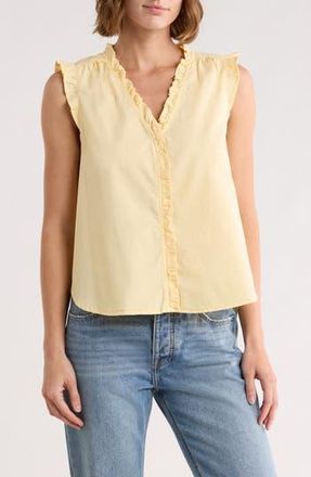 Daniel Rainn Ruffle Button-Up Top in Straw at Nordstrom Rack, Size Medium