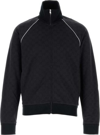 Gucci Navy Blue GG Nylon And Jersey Zip Jacket