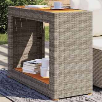 vidaXL Vidaxl - Tavolino da Giardino Piano Legno Grigio 100x40x75 cm Polyrattan