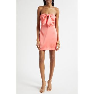 Ramy Brook Orion Satin Bodice Strapless Minidress in Coral at Nordstrom, Size 00