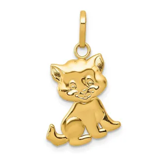 Diamond2Deal 14k Yellow Gold Polished Moveable Cat Pendant