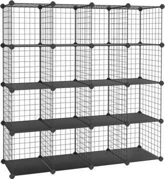Songmics Estanter&iacute;a de almacenamiento con 16 compartimentos de color negro