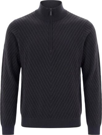 Emporio Armani Maglia Zip Operata - Heren - Vesten met rits - Blauw - XL - Hoodies & sweatvesten