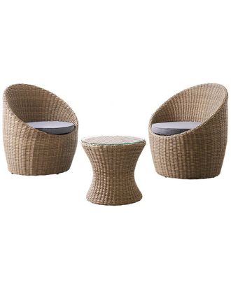 Alaterre Strafford All-Weather Wicker Outdoor Set Of 2 Chairs & Cocktail Table