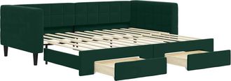 vidaXL Vidaxl - Sof&aacute; Cama Nido Con Cajones Terciopelo Verde Oscuro 90x200 Cm