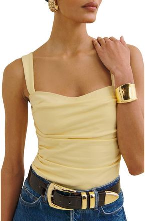 Reformation Trish Ruched Tank in Pineapple at Nordstrom, Size X-Small