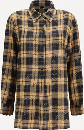 Pinko Barbellino check pattern Shirt with all-over micro rhinestones Female 38