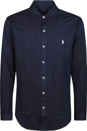Polo Ralph Lauren Camicia Jersey Shirt - Heren - Casual Overhemden - Blauw - S - Katoen - Overhemden