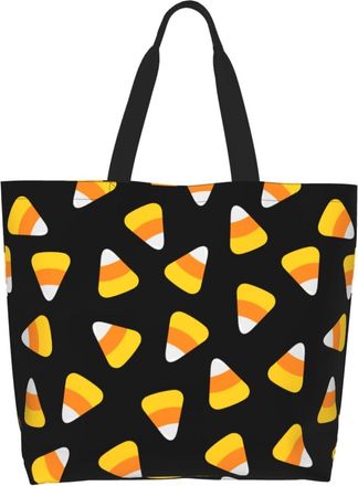 Generic Candy Corn Happy Halloween Grocery Bag Foldable Shoulder Bag Reusable Handbags For Camping Travel Beach