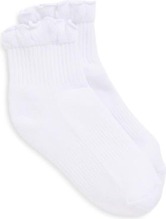 Stems Ruffle Cotton Blend Quarter Socks in White at Nordstrom