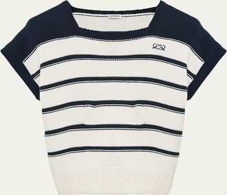 Loewe Short-Sleeve Stripe Knit Sweater