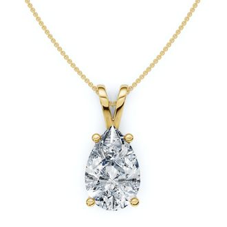 Pompeii3 4Ct Solitaire Pear Shape Diamond Pendant Lab Grown 14k Gold 18 Necklace
