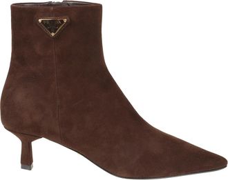 Prada Schoenen, Dames, Bruin, 37 EU, Su&egrave;de, Chocolate Su&egrave;de Enkellaarsjes