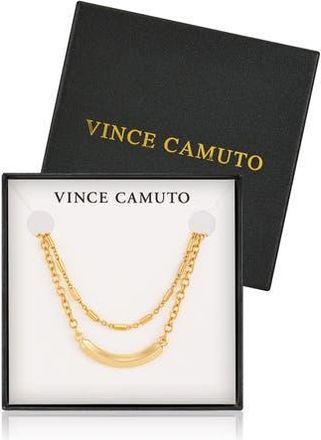 Vince Camuto Curved Bar Pendant Layered Necklace in Gold Tone at Nordstrom Rack