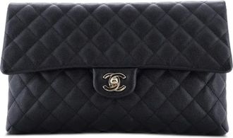 Chanel Classic Flap Quilted Caviar clutch bag - Zwart