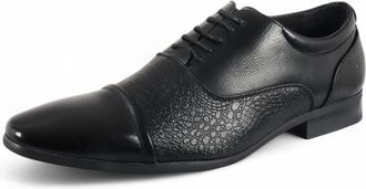 Infinity Leather Mens Black Classic Lace-Up Brogue Formal Shoes