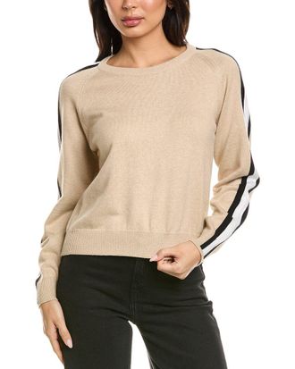 Brodie Varsity Crewneck Cashmere-Blend Sweater