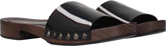 Miu Miu Womens Black Leather Slippers