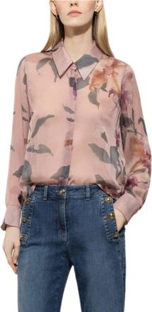 Luisa Cerano Flower Print Silk Blouse In Multicolor