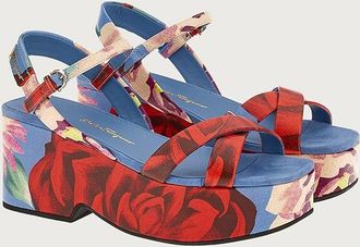 Ferragamo Floral Jacquard Platform Sandal - Multicolor