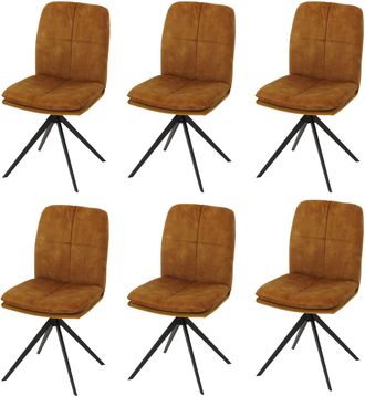 Hhg Set Di 6 Sedie Da Pranzo Hhg 178, Soggiorno Cucina, Poltrona, Seduta Girevole, Metallo Stoffa/tessuto, Giallo
