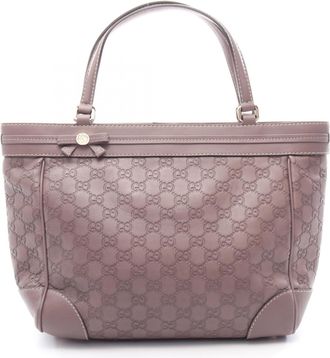 Gucci Purple Leather Handbag Tote Bag (Pre-Owned)