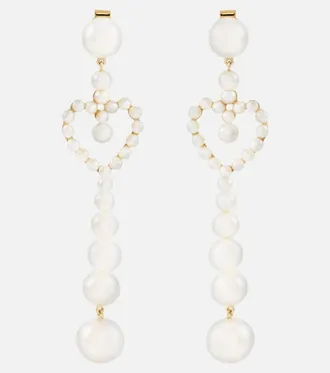 Sophie Bille Brahe Orecchini Pearl Heart in oro 14kt con perle dacqua dolce