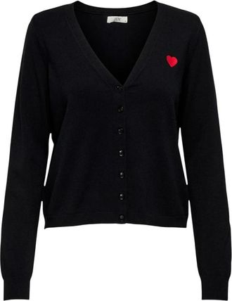 Jacqueline de Yong Cardigan met ronde hals en knopen - Dames - Vesten - Zwart - S - Nylon - Truien & Vesten
