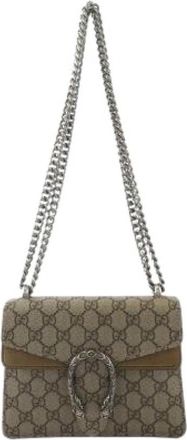 Gucci Pre-owned Dionysus GG Supreme Canvas Suede Shoulder Bag - Dames - Vintage Schoudertas - Beige - ONE Size - Su&egrave;de - Vintage