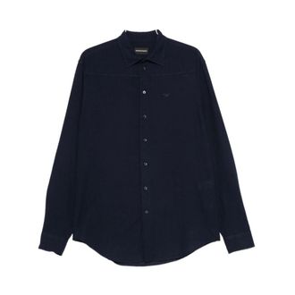Emporio Armani Casual Shirts, male, Blue, Size: 2XL Emporio Armani Shirts Navy