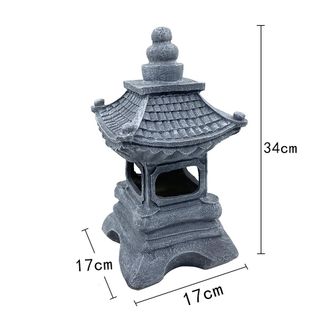 OEM L&aacute;mpara Solar De Resina Estilo Zen Chino, Ideal Para La Decoraci&oacute;n De Jardines Y Palacios (34 Cm, Gris)