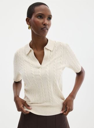 Contemporaine Womens Johnny collar cable-knit sweater