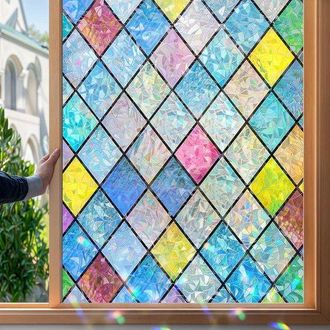 OEM L&aacute;mina De Vidriera Para Privacidad, L&aacute;mina Para Ventanas Con Efecto Arco&iacute;ris, Decorativa Y Electrost&aacute;tica, Protecci&oacute;n Anti-uv, 30 X 100 Cm