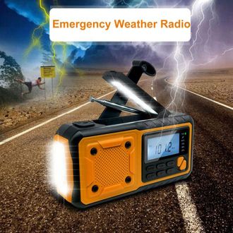 OEM Radio Meteorol&oacute;gica De Emergencia Crezuo Para Exteriores Con Energ&iacute;a Solar Y Manivela, Con Fm, Am Y Wb Digitales, Linterna, Luz De Lectura, Alarma Sos