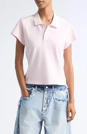 Alexander Wang Shrunken Cotton Piqu&eacute; Polo in Light Pink at Nordstrom, Size X-Small