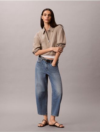 Calvin Klein Jeans Calvin Klein Womens Cropped Barrel Jeans - Light/Pastel Blue - 24