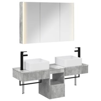 vidaXL Juego De Muebles De Ba&ntilde;o 4 Pcs Gris Hormig&oacute;n Vidaxl