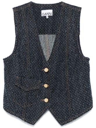 Ganni denim waistcoat - women - Organic Cotton - 40 - Blue