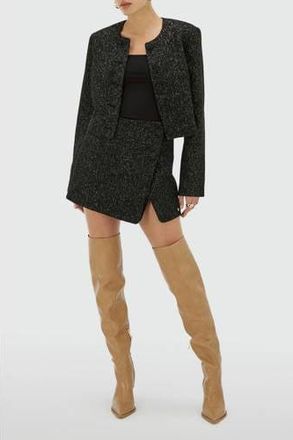 JOSH V bouclé skort met lurex zwart