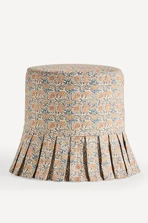 Anthropologie Layla Printed Ruffle Ottoman Slipcover