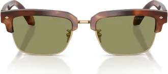A|X Armani Exchange 52mm Rectangular Sunglasses in Brown Havana /Green at Nordstrom