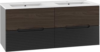 Petits Meubles Mueble lavabo encastrado estratificado Negro marrón