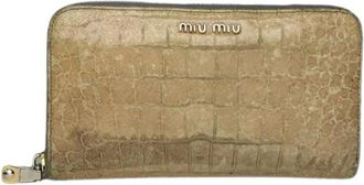 Miu Miu Pre-owned Vintage Portemonnee - Dames - Vintage Accessoires - Beige - ONE Size - Leer - Vintage