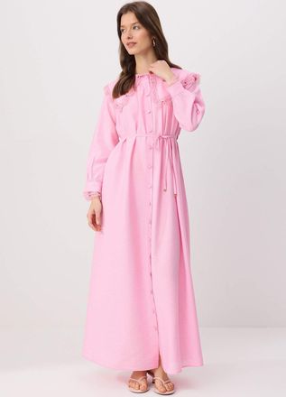 Trendyol Modest Dames Roze Effen Maxi Lang A-lijn Modest Jurken