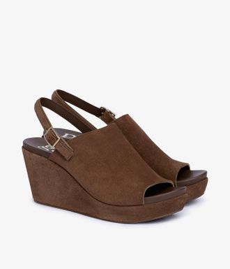 Pedro Garcia Sling back brown suede wedge sandal | Alvara | Fall-winter 26 |