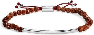 House of Brilliance Sterling Silver Sand Bead Station Bracelet Bolo at Nordstrom