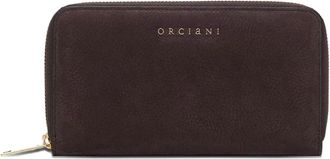 Orciani zip hammered leather wallet - women - Suede - One Size - Brown