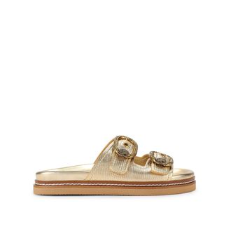 Kurt Geiger Womens Mayfair 2 Buckle Sandal Sandals - Gold - Size UK 6