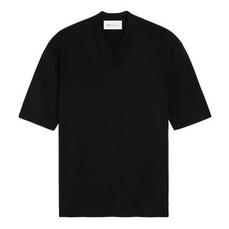 Ami V-neck Knitwear, male, Black, Size: L Short Sleeves V Neck Sweater